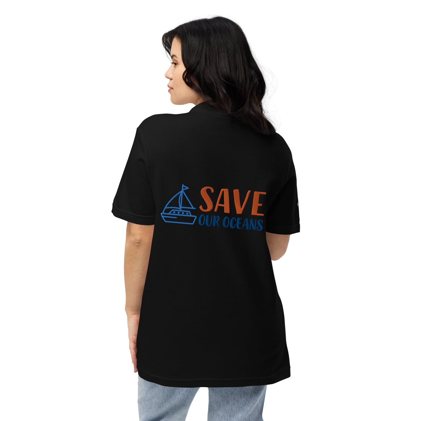 Polo de piqué unisex "save our oceans"