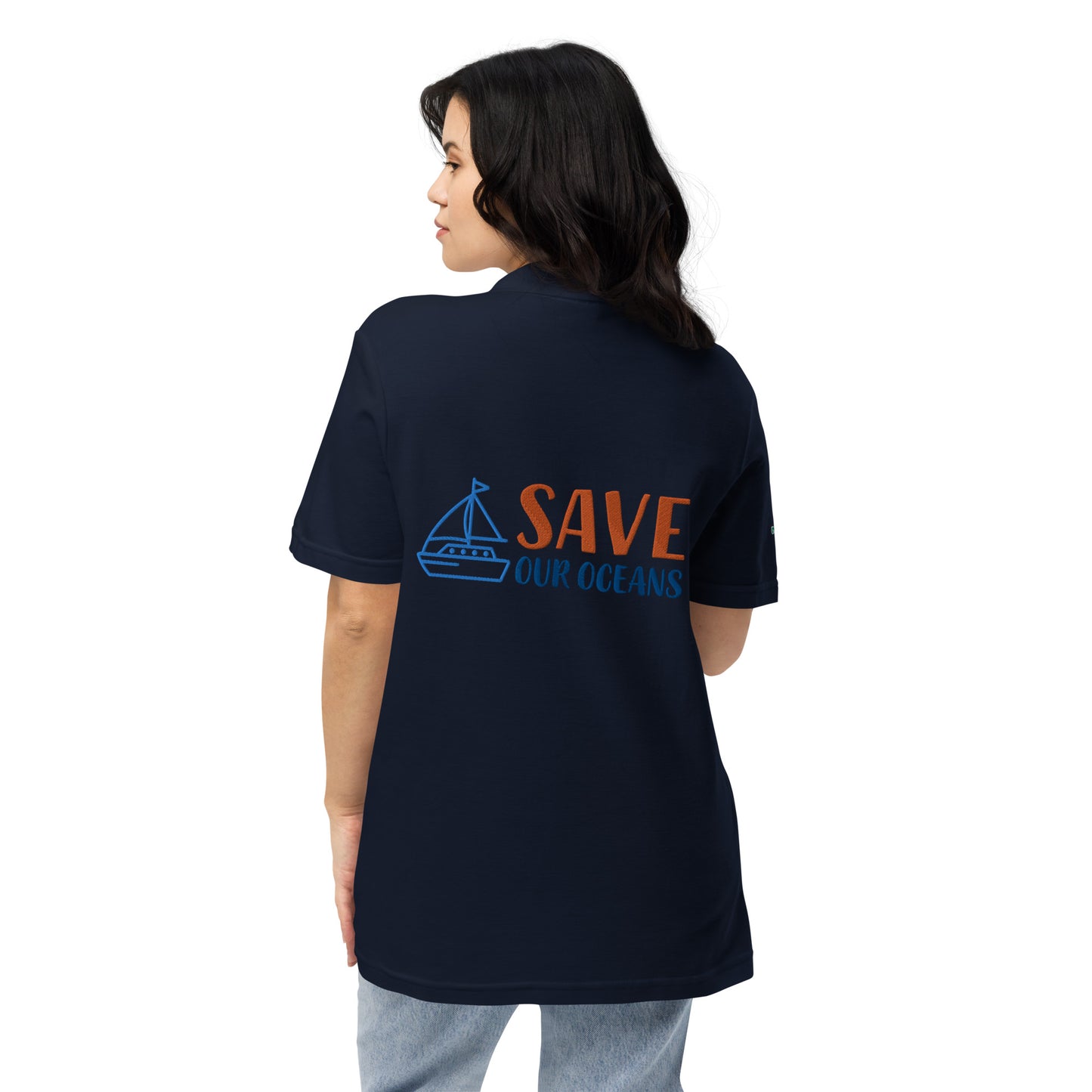Polo de piqué unisex "save our oceans"