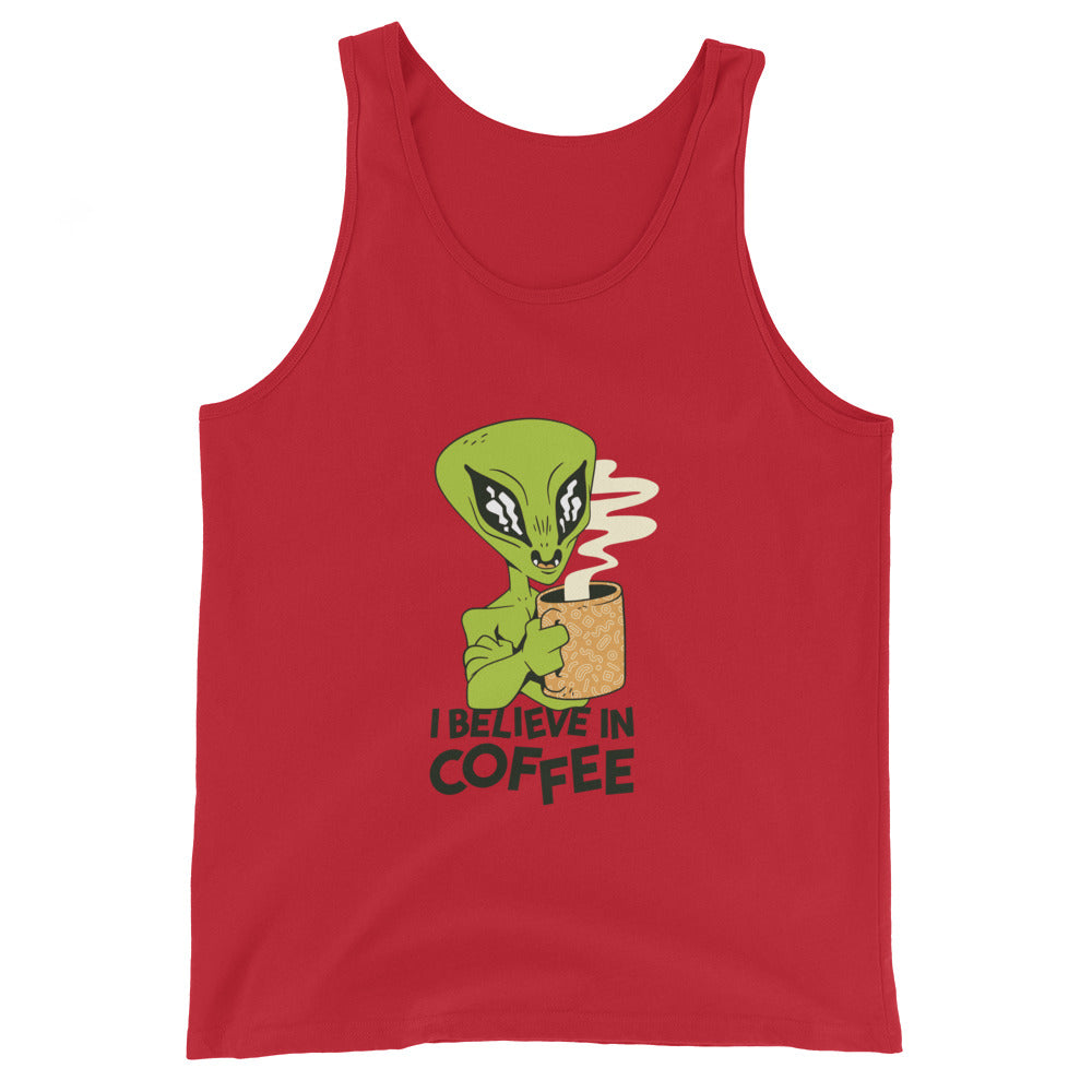 Camiseta de tirantes unisex"i believe in coffe"