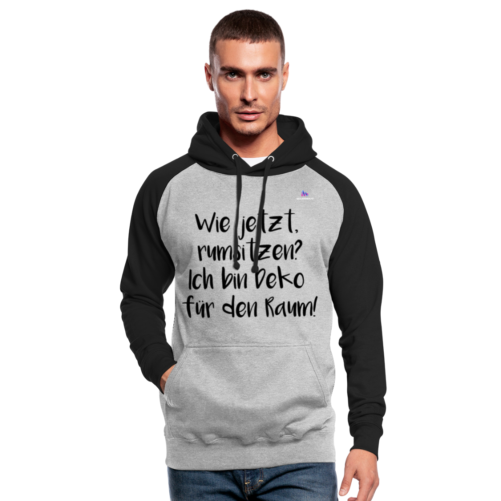 Sudadera con capucha de béisbol"Deko" - gris jaspeado/negro