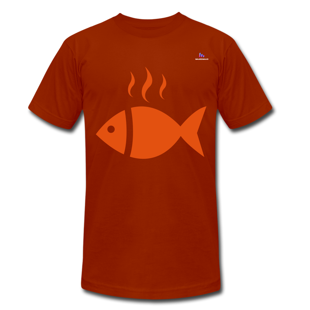 Camisa by Bella & Canvas "Fish" - colores ladrillo