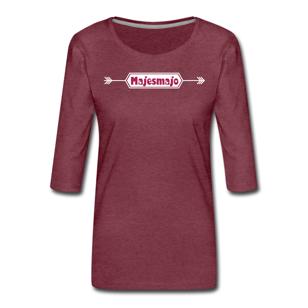 Women's Premium 3/4-Sleeve T-Shirt - rojo bordeaux salpicado