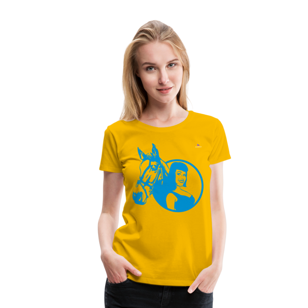 Camiseta premium"Girl with horse" - sun yellow