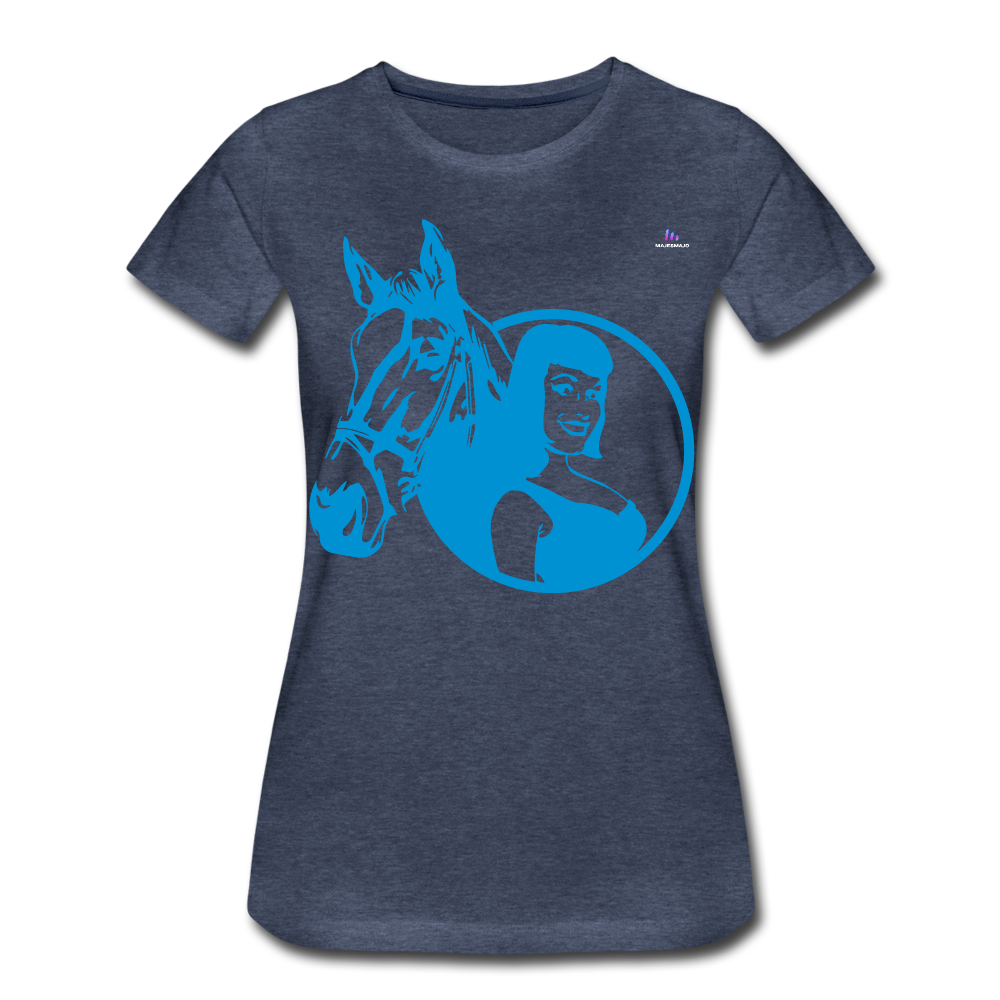 Camiseta premium"Girl with horse" - heather blue