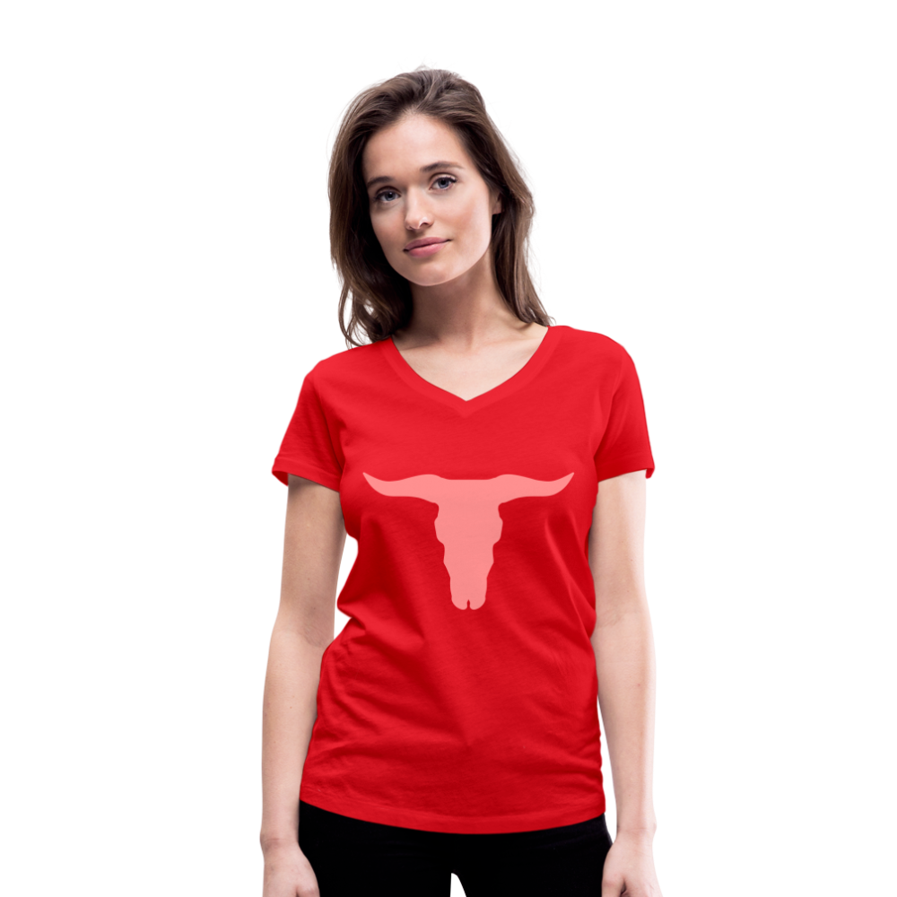 Camiseta ecológica con cuello de pico de Stanley & Stella"buffalo skull" - red