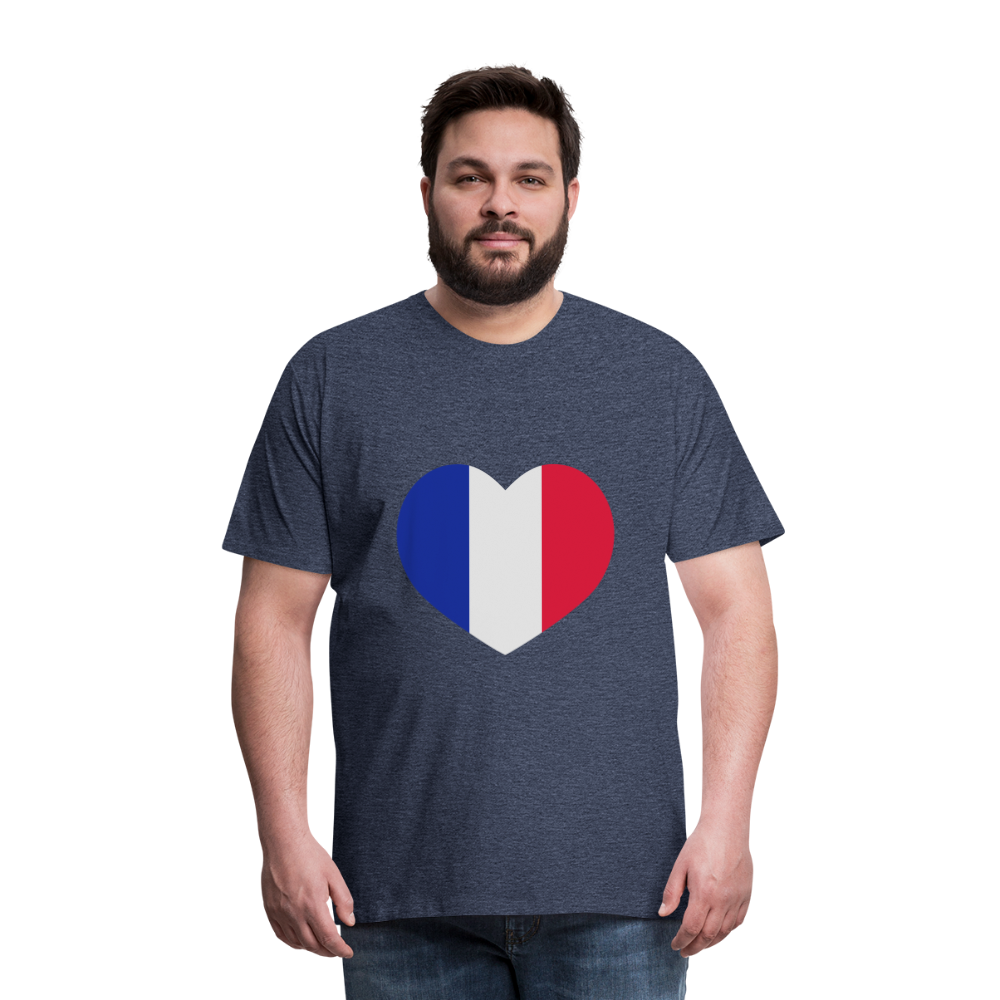 Camiseta premium hombre"love french futbol" - heather blue