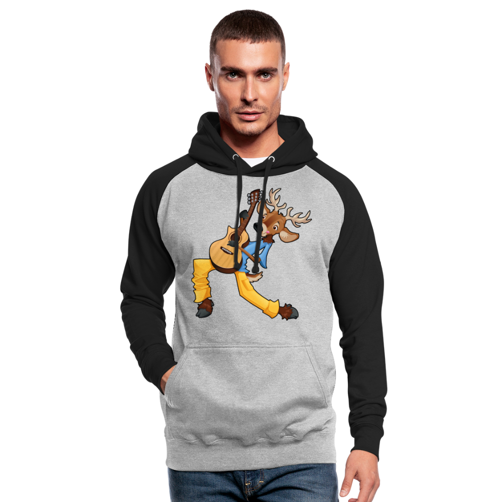 Sudadera con capucha de béisbol unisex"guitarist deer" - heather grey/black