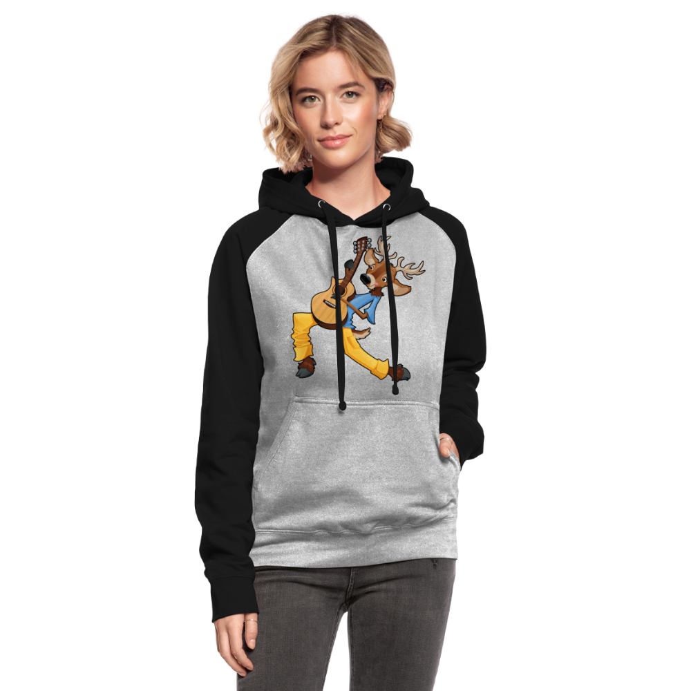 Sudadera con capucha de béisbol unisex"guitarist deer" - heather grey/black