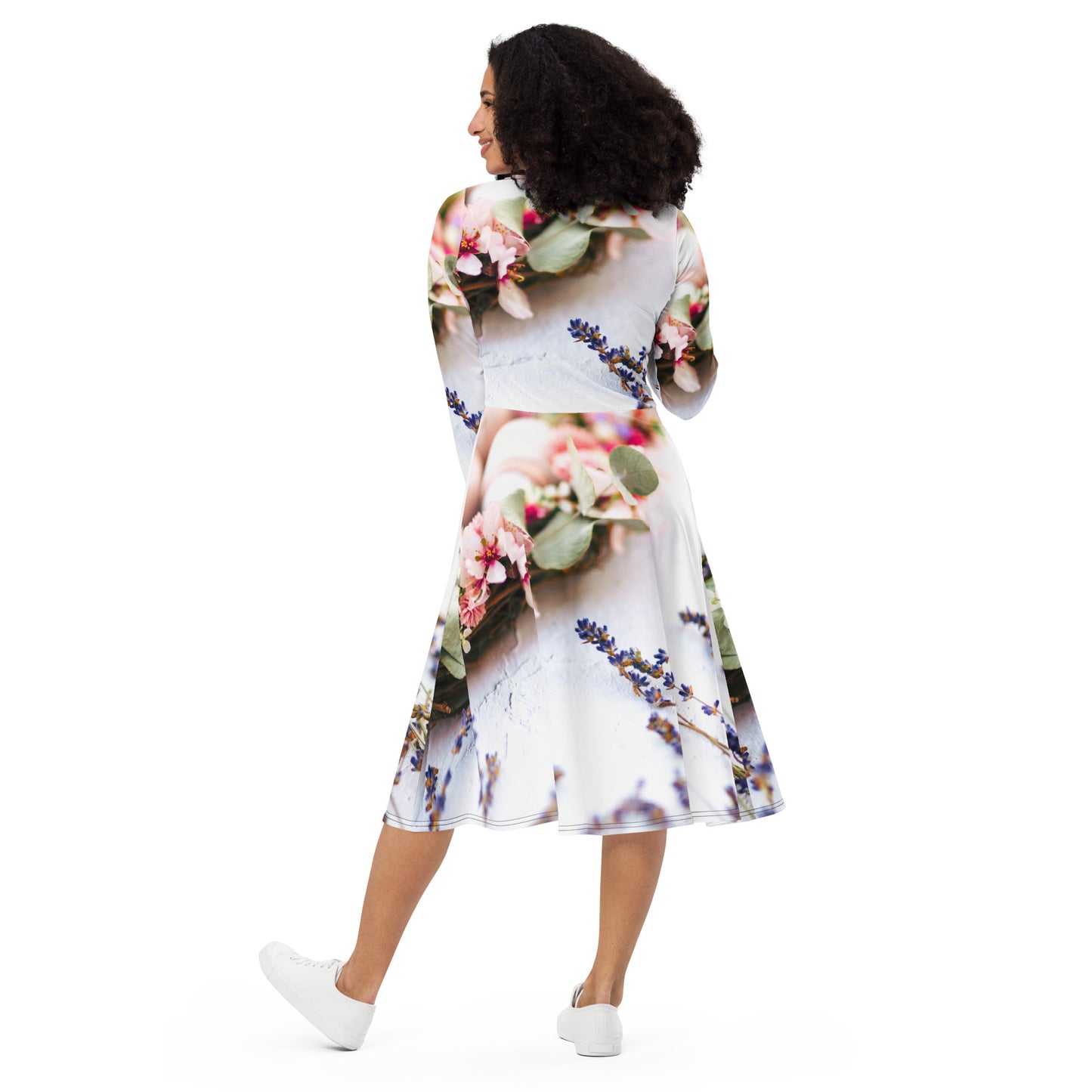 Vestido midi con manga larga all over"Joet"