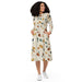 Vestido midi con manga larga all over