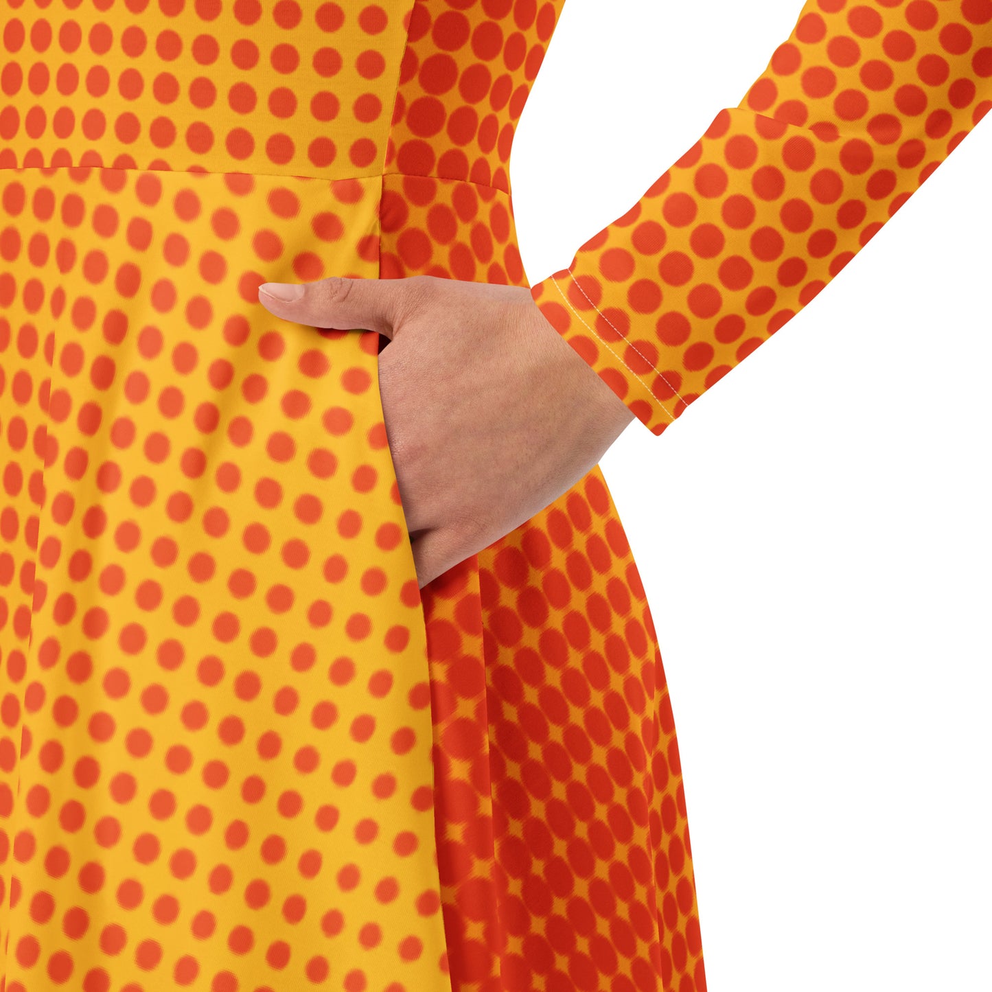 Vestido midi con manga larga all over"Matsu"