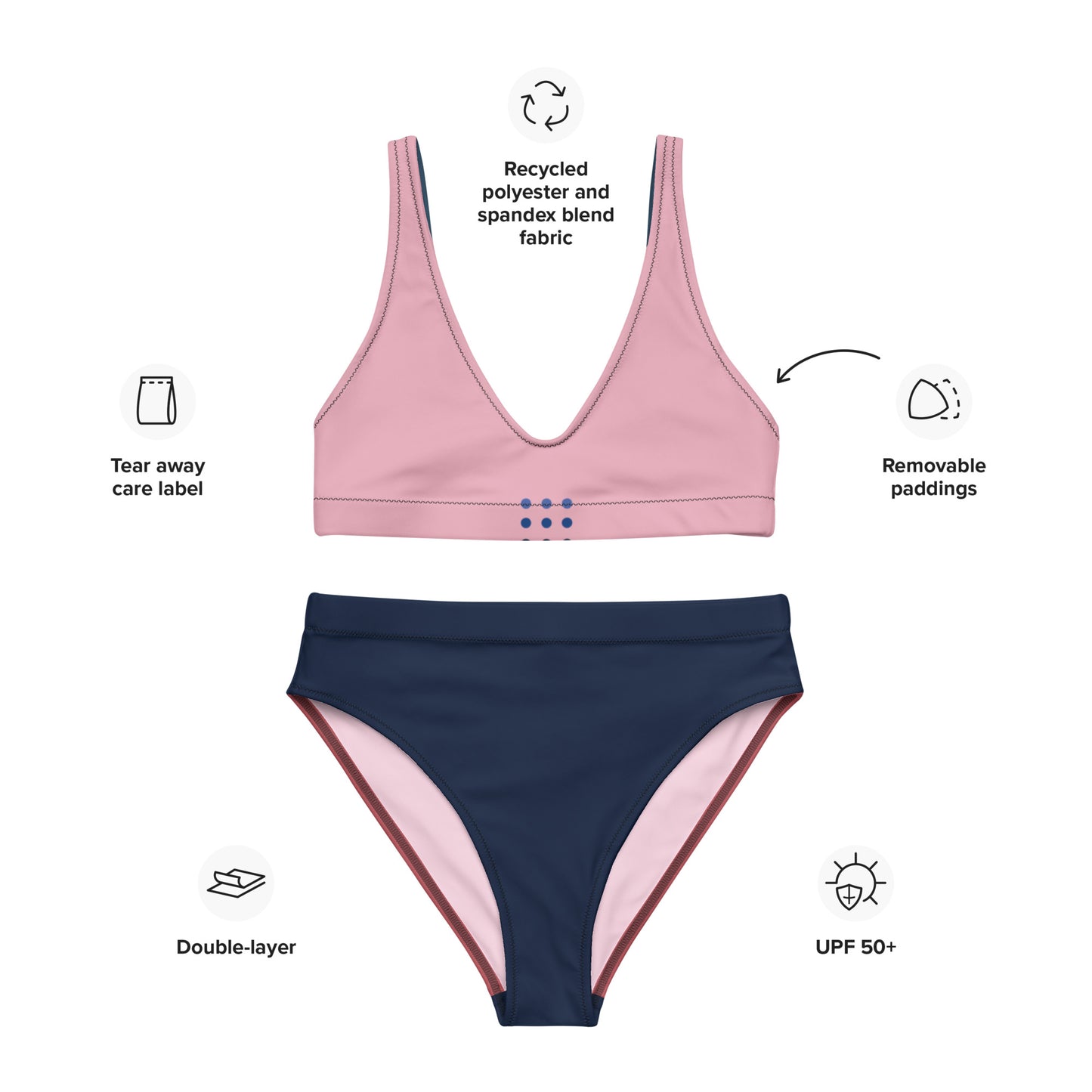 Bikini reciclado talle alto all over"Merca"