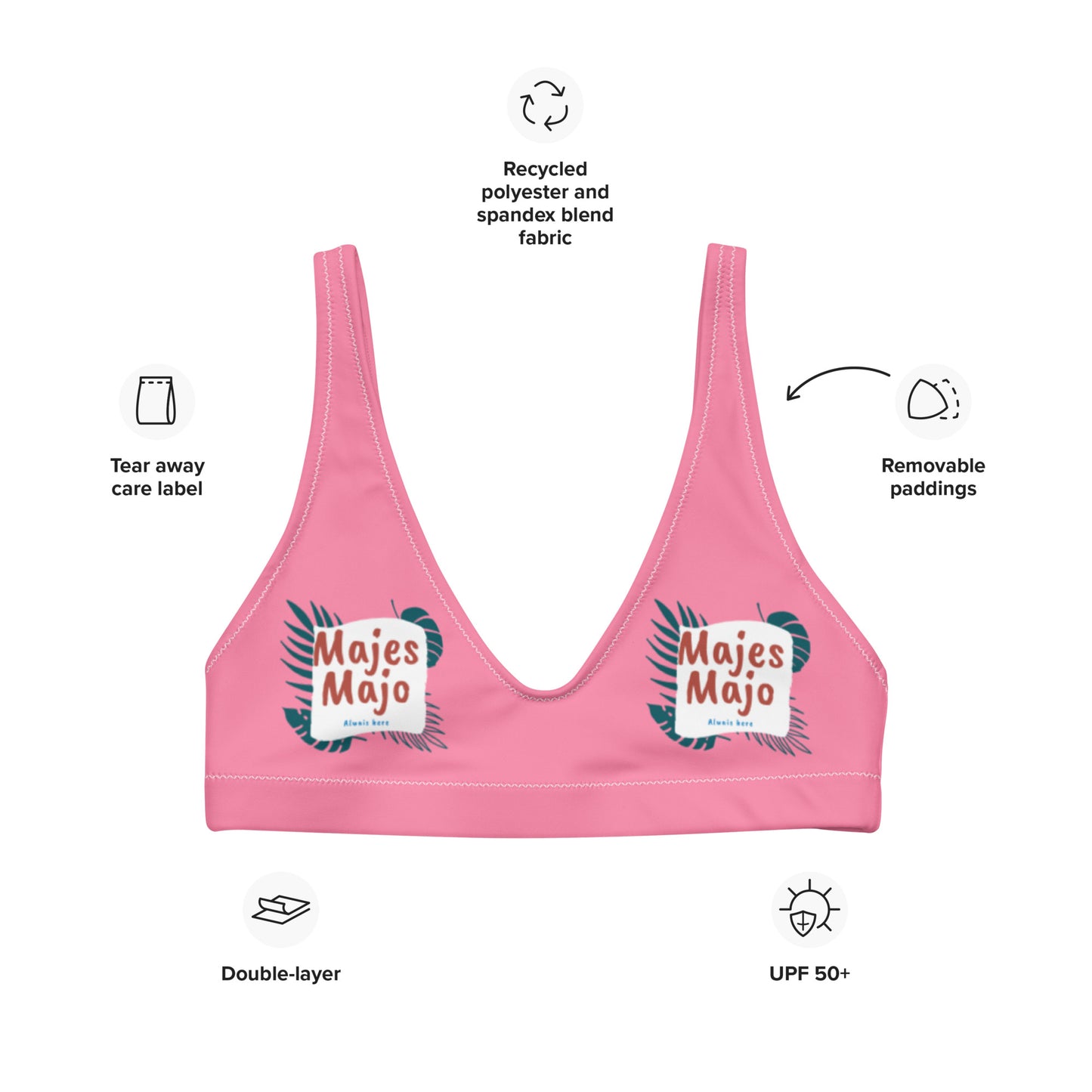 Sujetador bikini reciclado con relleno all over"majesmajo"