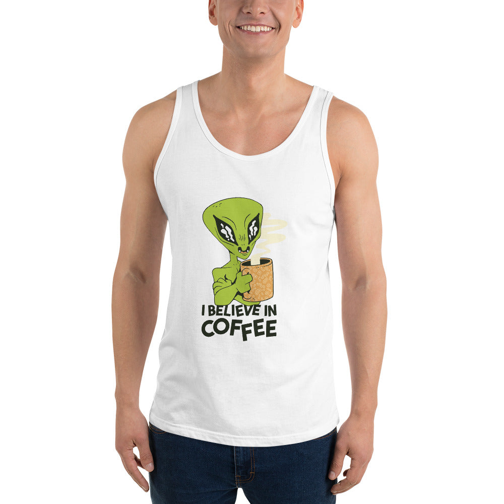 Camiseta de tirantes unisex"i believe in coffe"