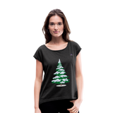 Camiseta con manga enrollada "Arbol" - negro jaspeado