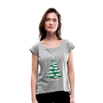 Camiseta con manga enrollada "Arbol" - gris jaspeado