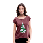 Camiseta con manga enrollada "Arbol" - rojo bordeaux salpicado