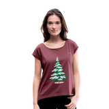 Camiseta con manga enrollada "Arbol" - rojo bordeaux salpicado