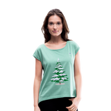 Camiseta con manga enrollada "Arbol" - menta jaspeado