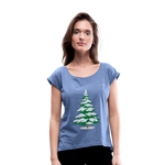 Camiseta con manga enrollada "Arbol" - denim jaspeado