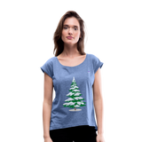 Camiseta con manga enrollada "Arbol" - denim jaspeado