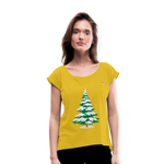 Camiseta con manga enrollada "Arbol" - amarillo mostaza