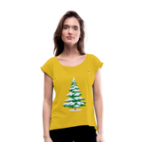 Camiseta con manga enrollada "Arbol" - amarillo mostaza