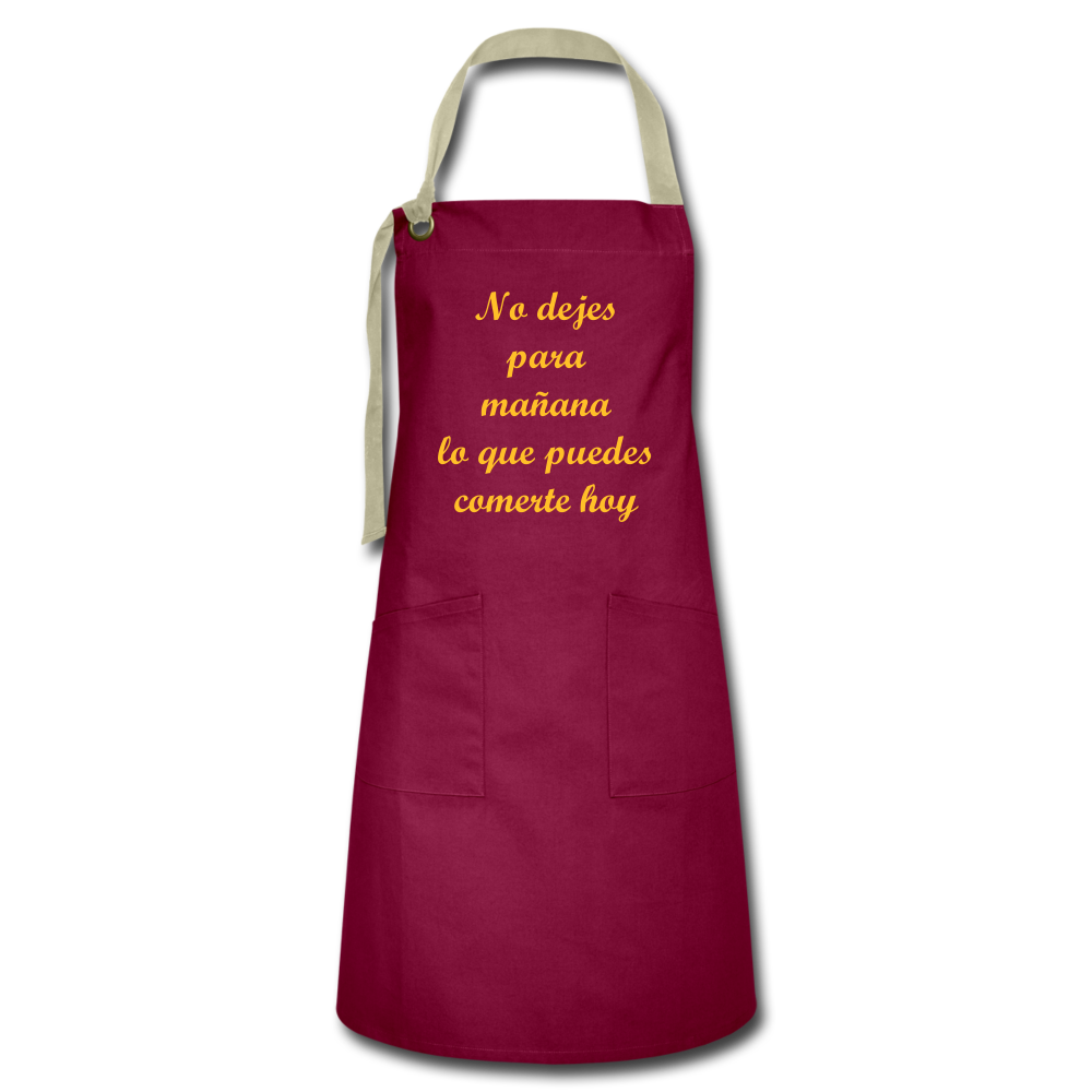 Delantal Comeme hoy - rojo burdeos/colores arenosos