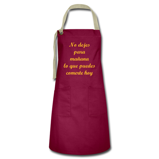 Delantal Comeme hoy - rojo burdeos/colores arenosos