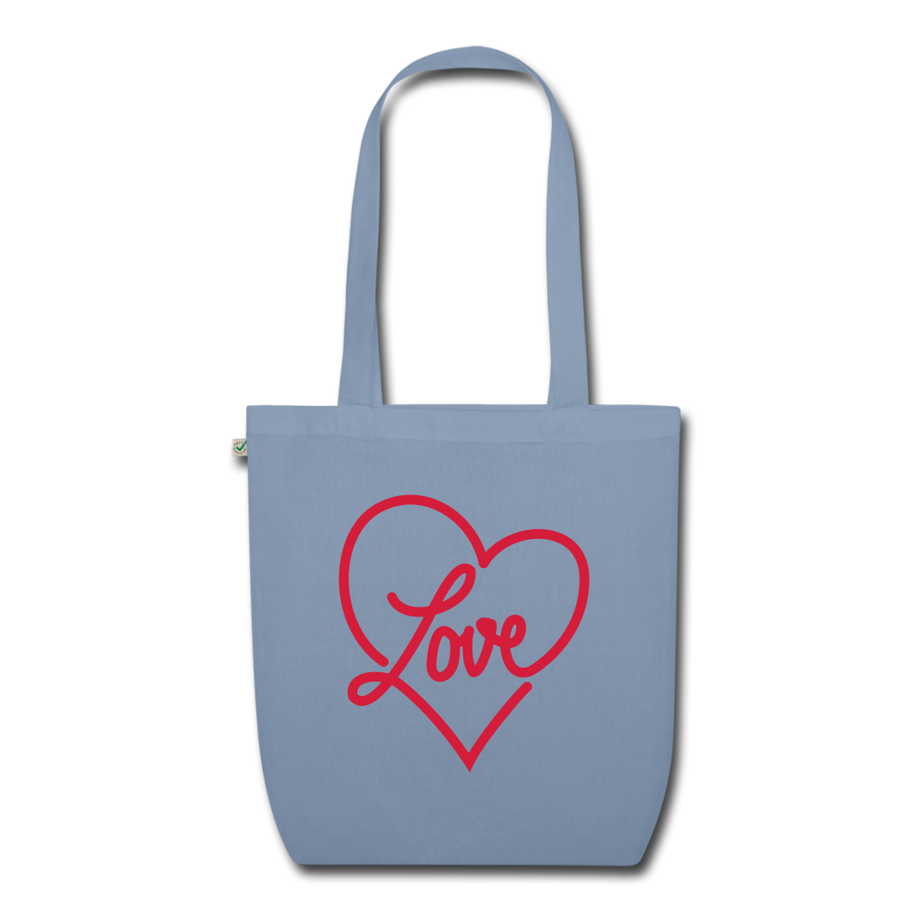 Bolso tela ecológica love - gris azulado