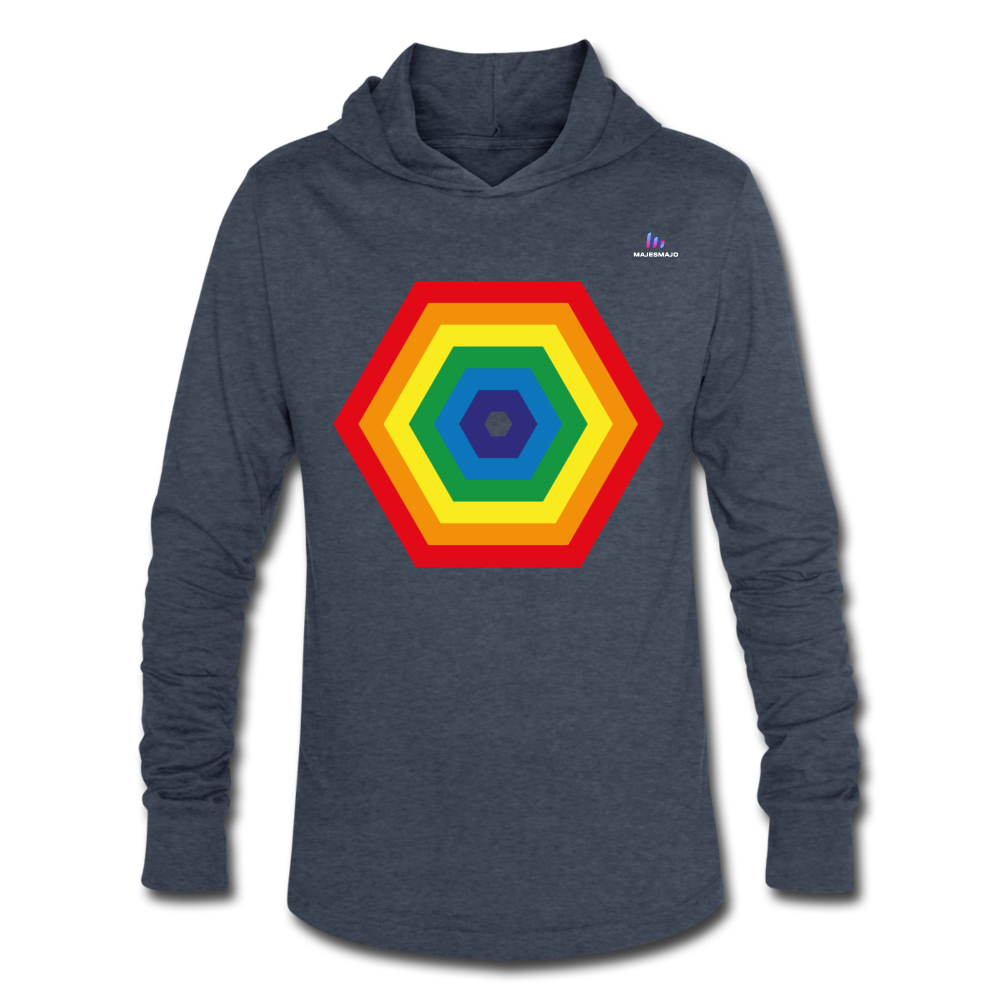 Sudadera "Rainbow hexagon" - azul jaspeado