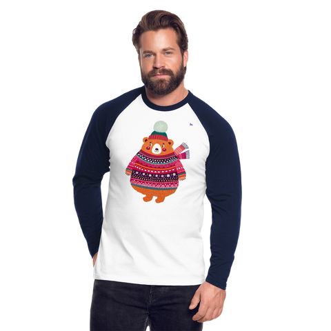 Raglan Manga larga "Christmas Bear" - blanco/azul marino