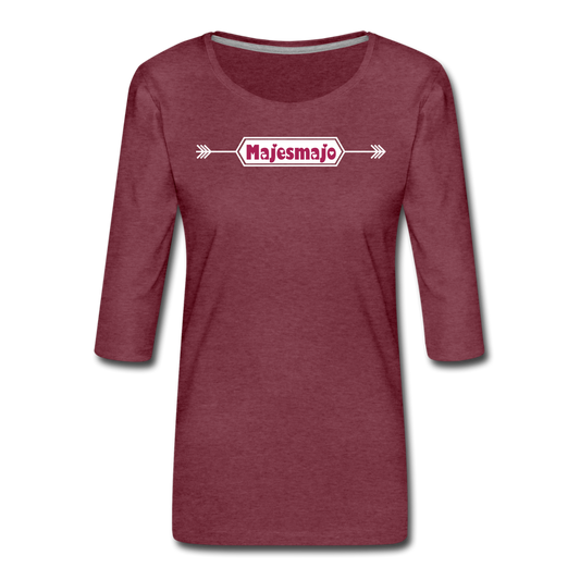 Women's Premium 3/4-Sleeve T-Shirt - rojo bordeaux salpicado