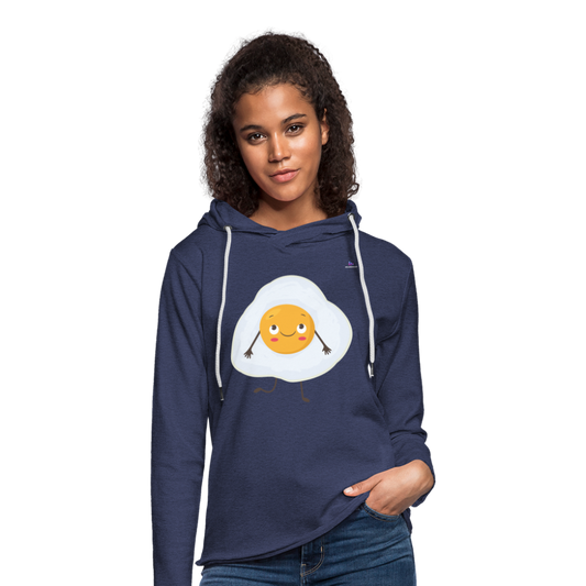 Light Unisex Sweatshirt Hoodie "Fried egg with face" - azul marino salpicado