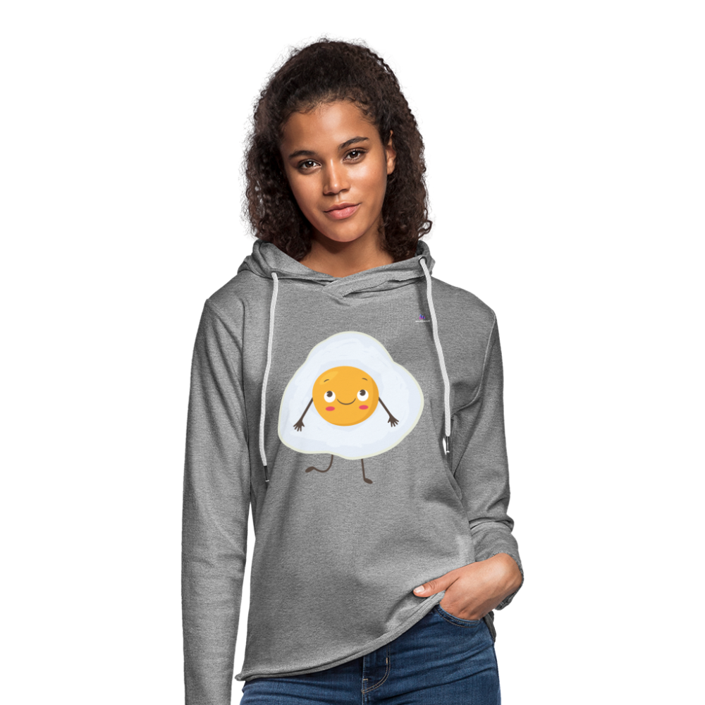 Light Unisex Sweatshirt Hoodie "Fried egg with face" - gris jaspeado