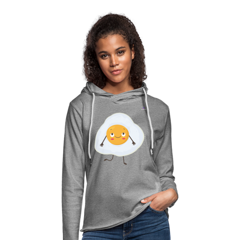 Light Unisex Sweatshirt Hoodie "Fried egg with face" - gris jaspeado