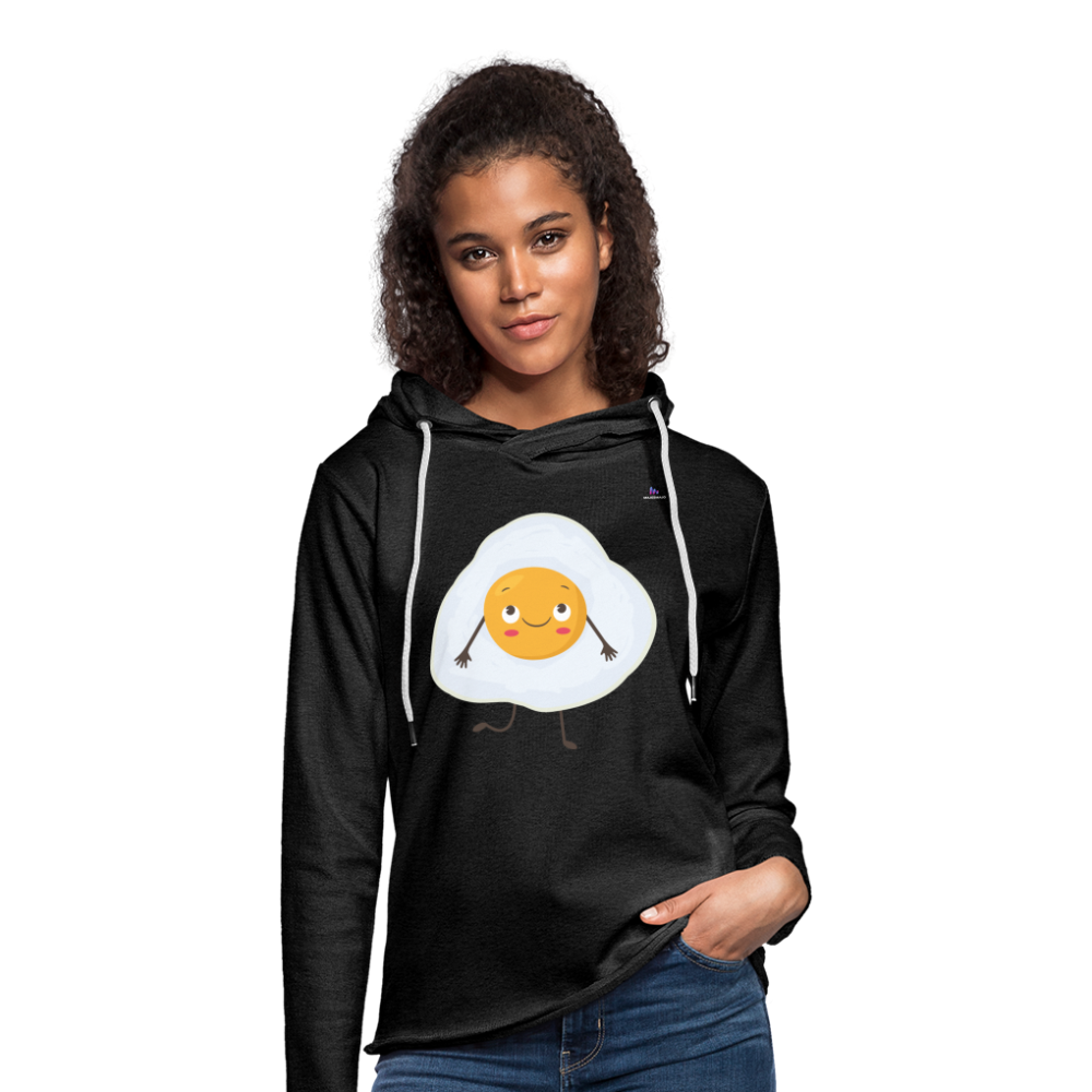 Light Unisex Sweatshirt Hoodie "Fried egg with face" - antracita