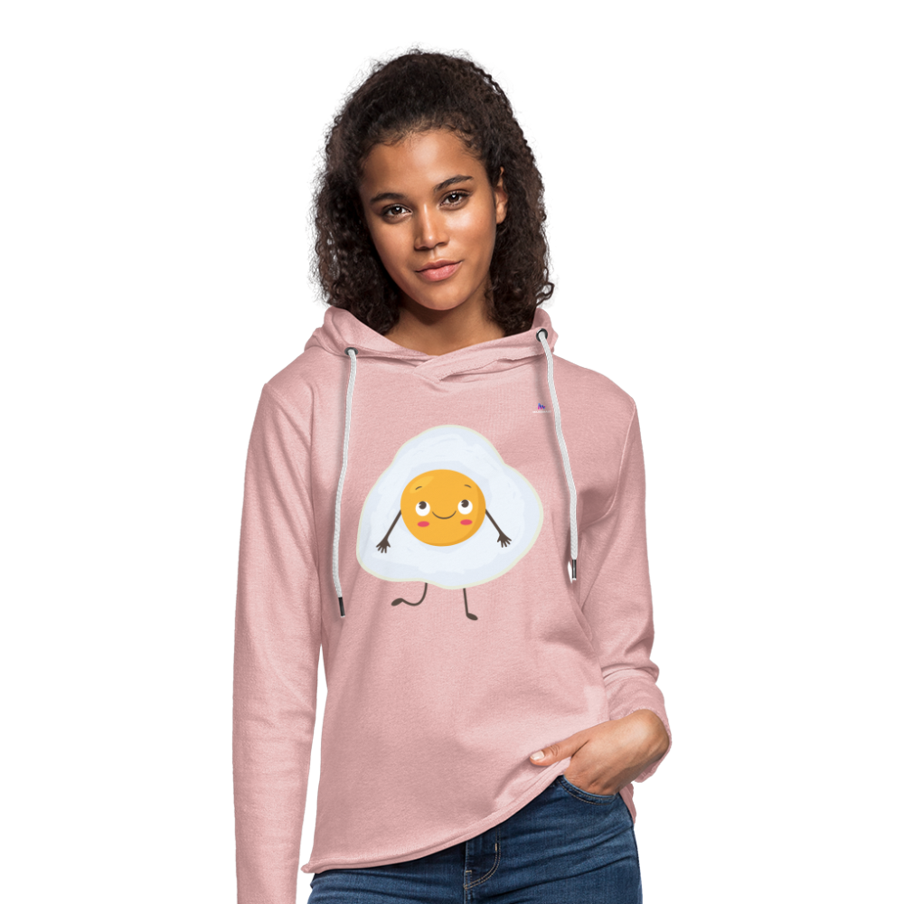 Light Unisex Sweatshirt Hoodie "Fried egg with face" - rosa crema jaspeado