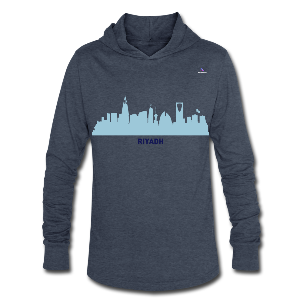 Unisex Tri-Blend Hoodie Shirt "Riyadh, Saudi Arabia" - azul jaspeado