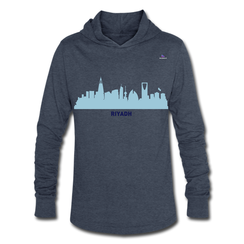 Unisex Tri-Blend Hoodie Shirt "Riyadh, Saudi Arabia" - azul jaspeado