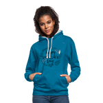 Contrast Colour Hoodie "Happy Valentines Day" - azul pavo real/gris jaspeado