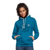 Contrast Colour Hoodie "Happy Valentines Day" - azul pavo real/gris jaspeado