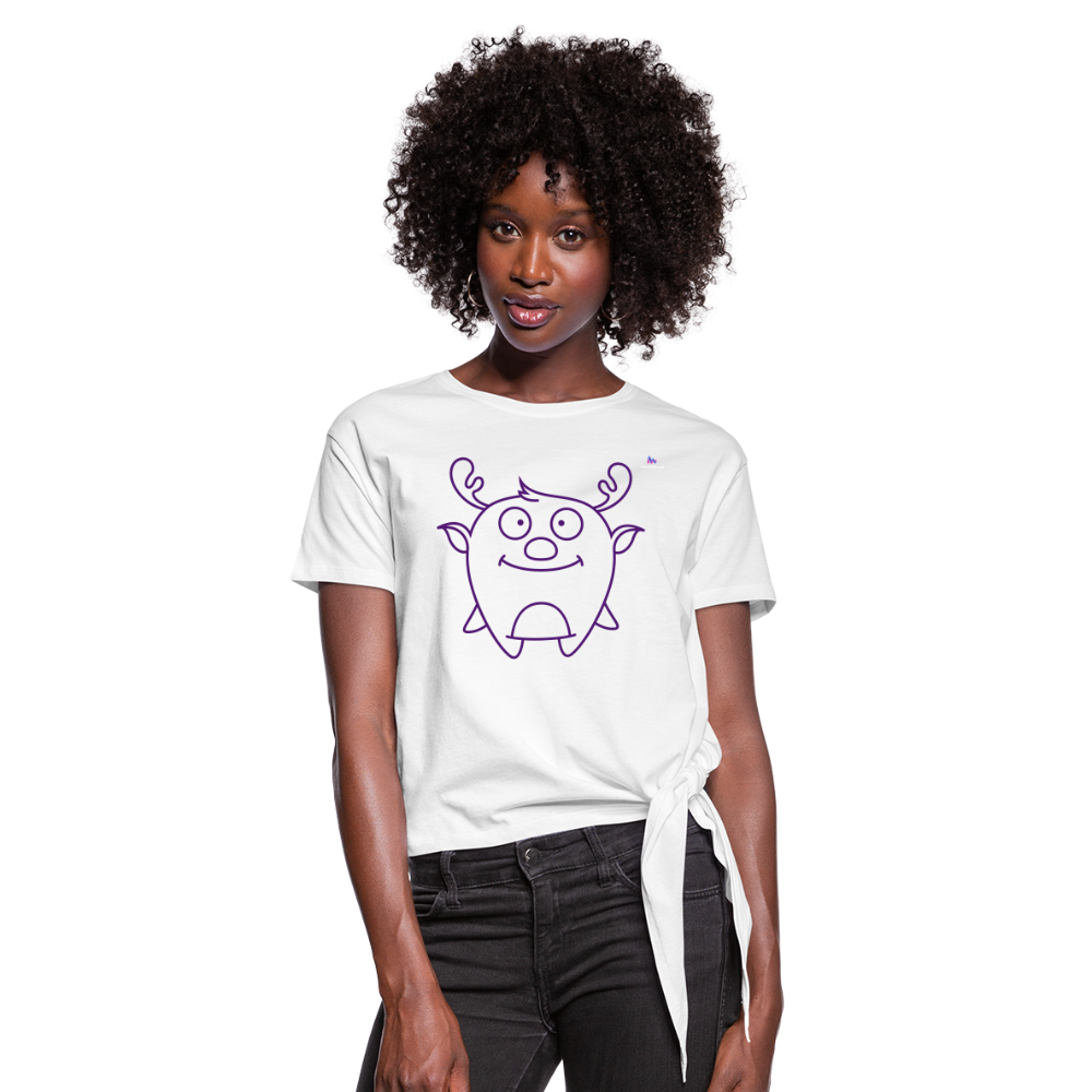 Women's Knotted T-Shirt "Cute Flat Christmas" - blanco