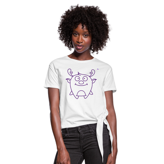 Women's Knotted T-Shirt "Cute Flat Christmas" - blanco