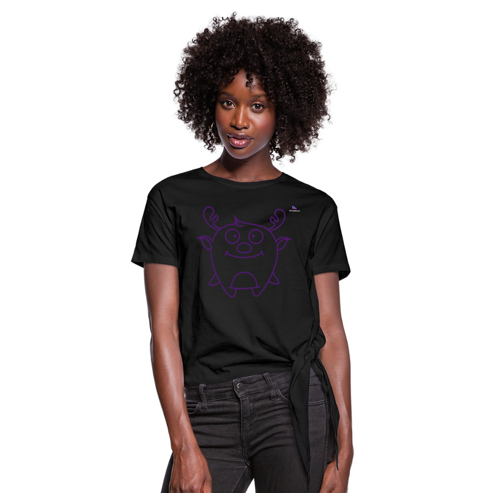 Women's Knotted T-Shirt "Cute Flat Christmas" - negro