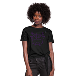 Women's Knotted T-Shirt "Cute Flat Christmas" - negro