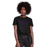 Women's Knotted T-Shirt "Cute Flat Christmas" - negro