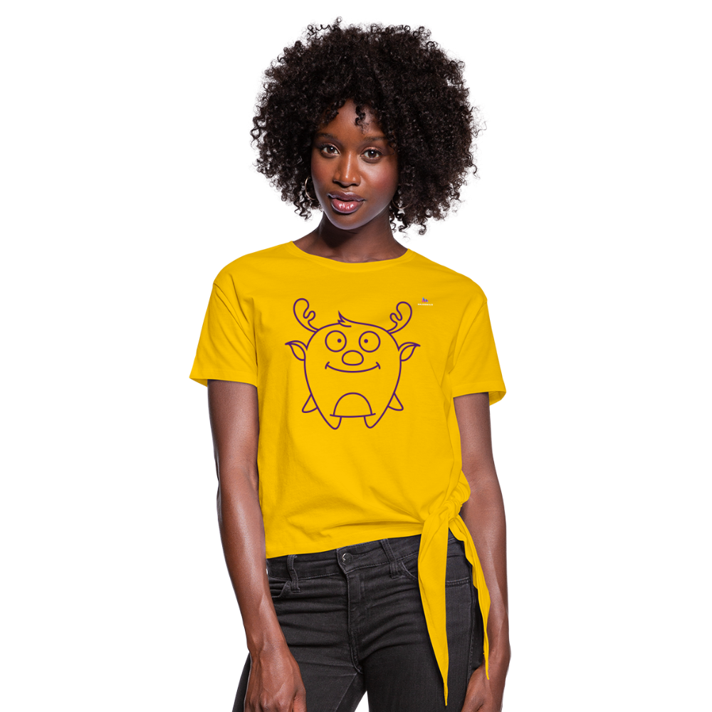 Women's Knotted T-Shirt "Cute Flat Christmas" - amarillo sol