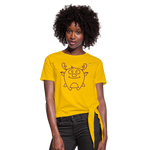 Women's Knotted T-Shirt "Cute Flat Christmas" - amarillo sol