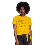 Women's Knotted T-Shirt "Cute Flat Christmas" - amarillo sol